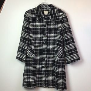 HOT & HOLLYWOOD BLACK/WHITE PLAID PEA COAT
